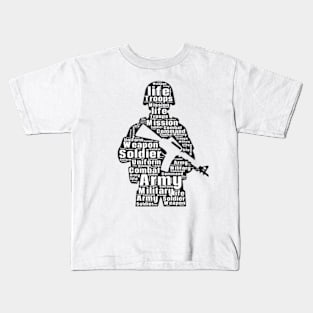 soldier word cloud black Kids T-Shirt